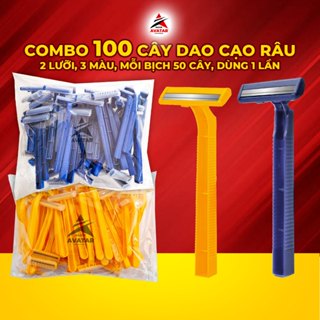 Combo 100 cây dao cạo râu Avatar, 2 lưỡi, dao cạo râu dùng 1 lần, chuyên khách sạn
