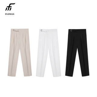 Quần tây dài nam FLOMAN ống côn sidetab chỉnh eo, ống quần ôm nhẹ