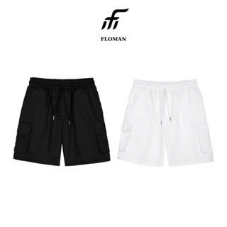 Quần short ngắn nam dáng suông FLOMAN FL1 unisex túi hộp chất kaki form đứng