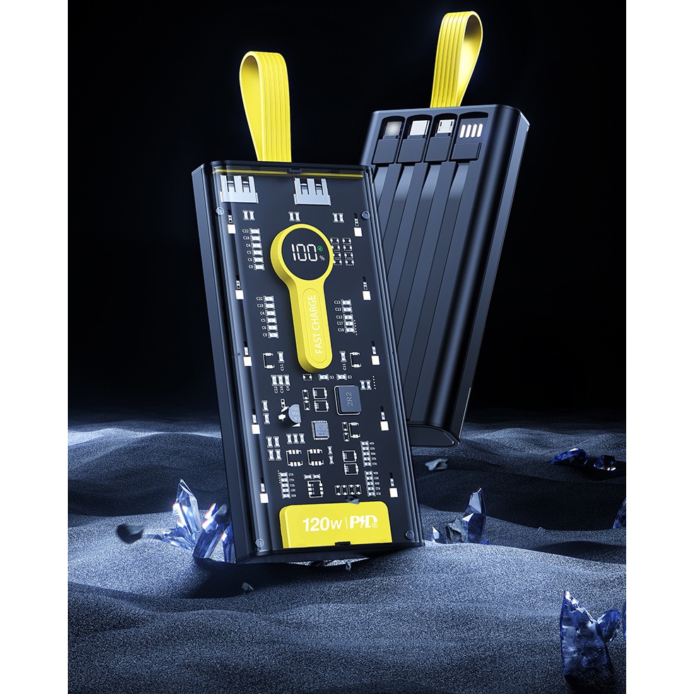 Sạc dự phòng 20000 30000mah sạc nhanh pd22,5w/20w trong suốt tích hợp 4 dây sạc tích hợp đèn led chiếu sáng | BigBuy360 - bigbuy360.vn