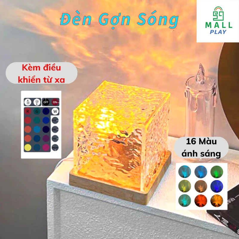 Đèn Gợn Sóng PLAY-MALL Chiếu Galaxy Chuyển Động Hình Gợn Sóng Nước Trang Trí, Decor Phòng Ngủ, Khách