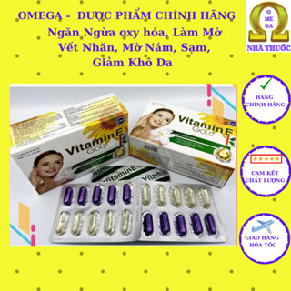  Vitamin E Gold Vshine Hộp 30v  HSD 2027  - Hỗ Trợ Làm Đẹp Da Sáng Da Giảm Thâm Nám Tàn Nhan 
