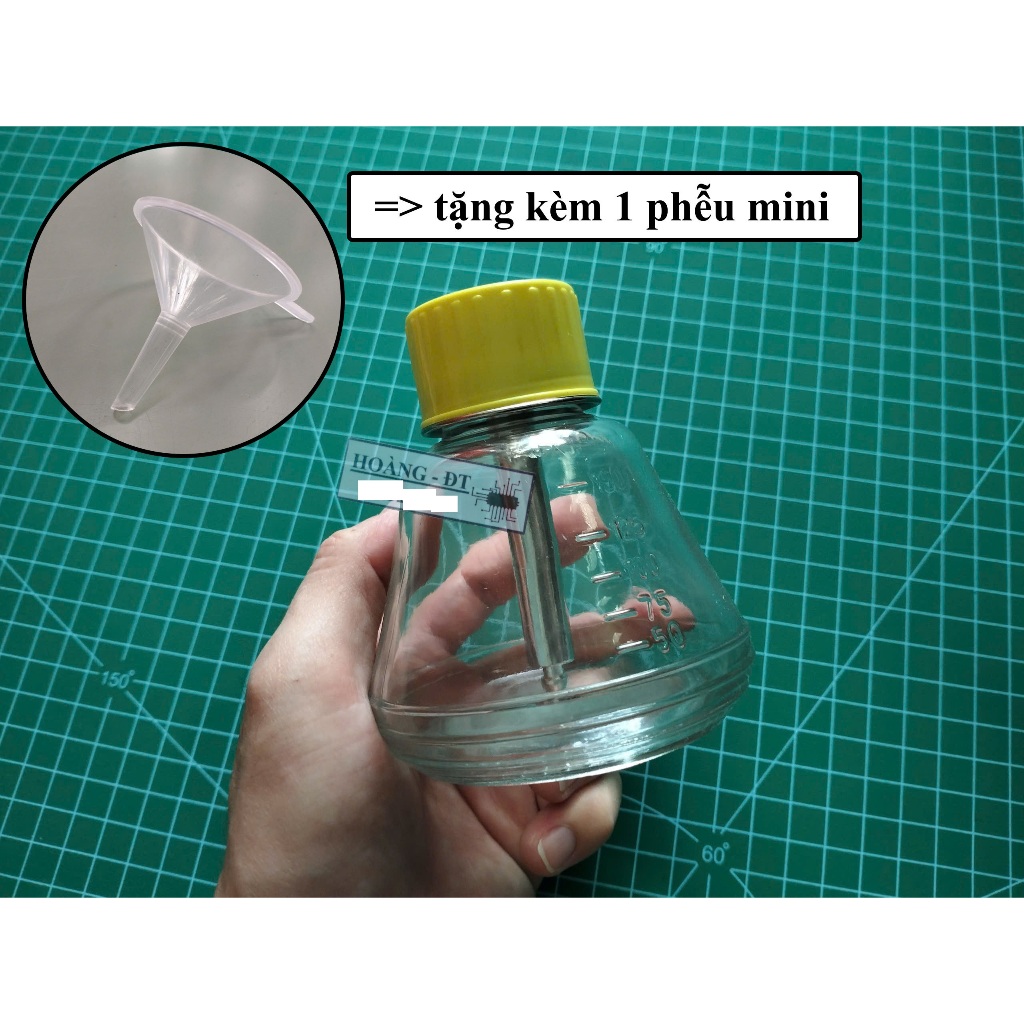 Bình thuỷ tinh đựng dung dịch dung môi axeton