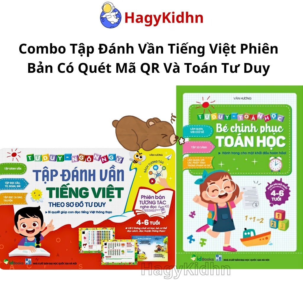 Sách Combo - Tập Đánh Vần Tiếng Việt Phiên Bản Có Quét Mã QR Và Toán Tư Duy