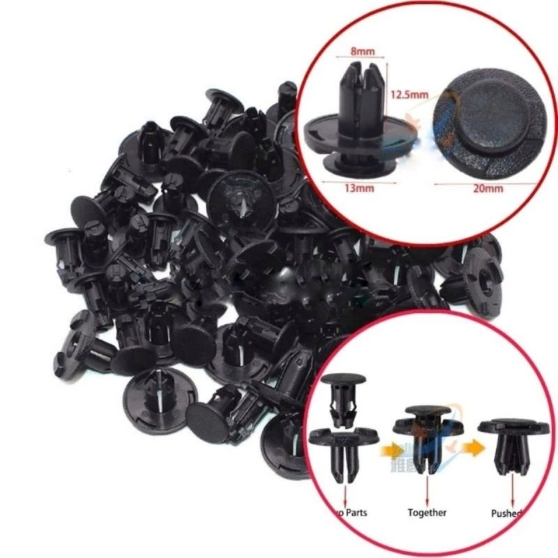 Bộ 100 chốt vít nở nhựa , đinh tán nhựa chuyên dụng cho cản bùn dòng ô tô Xpander
