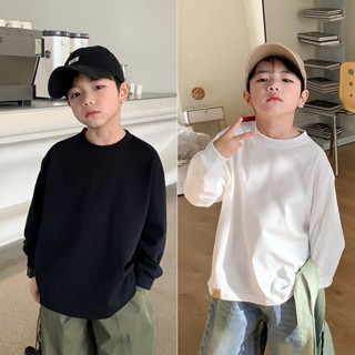 Áo thun bé trai dài tay Magickids từ 12 đến 35kg chất cotton màu trơn Hàn quốc Quần áo trẻ em thu đông AO23056