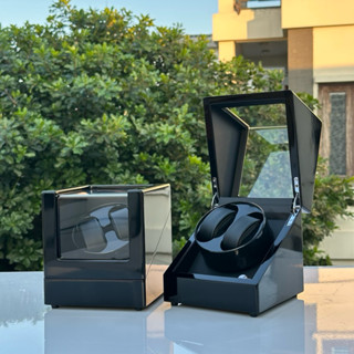 Hộp Xoay Đồng Hồ Cơ - Vỏ Gỗ Sơn Mài - Full 4 chế độ xoay có đèn led - Mở nắp tự dừng