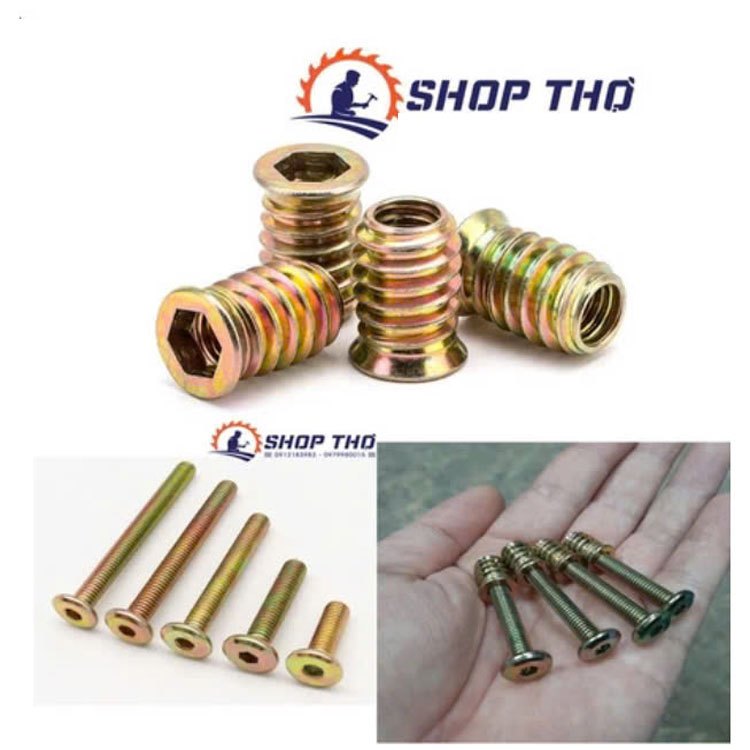 Ốc cấy ren, bulong mũ dẹt M6
