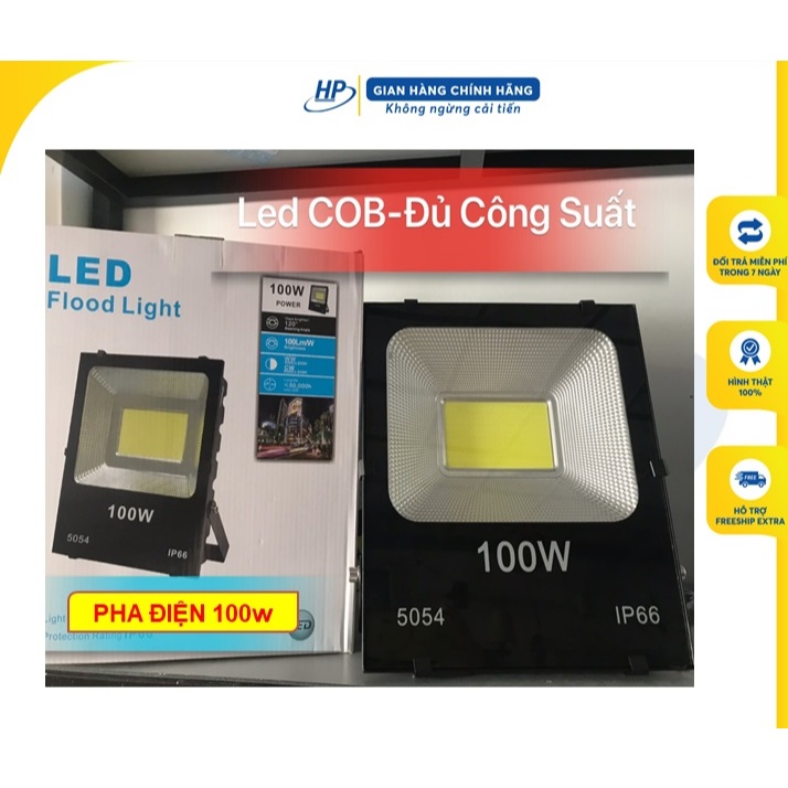 Đèn Pha Led 200W 100W IP66 COB 5054.(Hàng Đủ Công Suất)