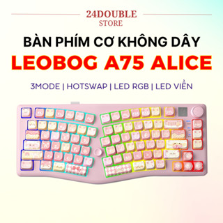  Bàn Phím Cơ LEOBOG A75 Alice Keycap Mèo Không dây  3mode   Hotswap   Led RGB   Mạch Ngược  