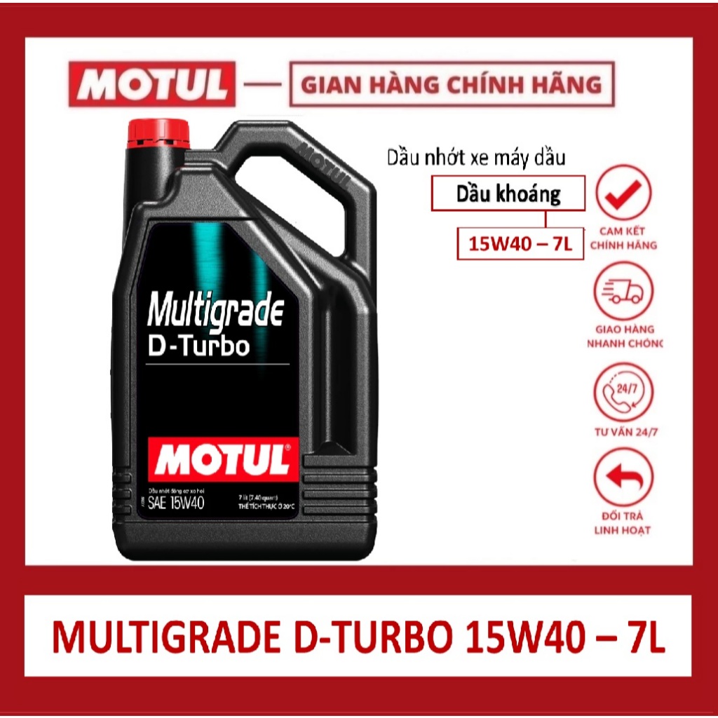 DẦU NHỚT DÀNH CHO XE OTO MÁY DẦU MOTUL MULTIGRADE D-TURBO 15W40 DUNG TÍCH 7L