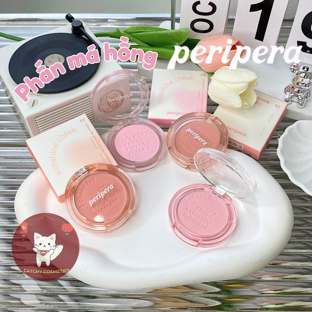 Phấn Má Hồng PERIPERA Sunshine Cheek Blush, Vỏ Trong Suốt, Màu Má Tự Nhiên 4.2g