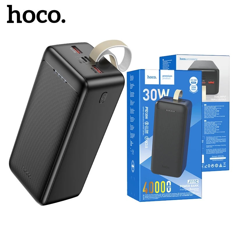 Pin Sạc Dự Phòng Hoco J111C 40000mAH TypeC PD30W + USB QC3.0 Chính Hãng, Hỗ Trợ Sạc Siêu Nhanh