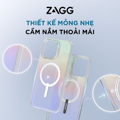 [iPhone 16/15/14 Series] Ốp lưng ZAGG Matte Iridescent hỗ trợ sạc không dây và Magsafe