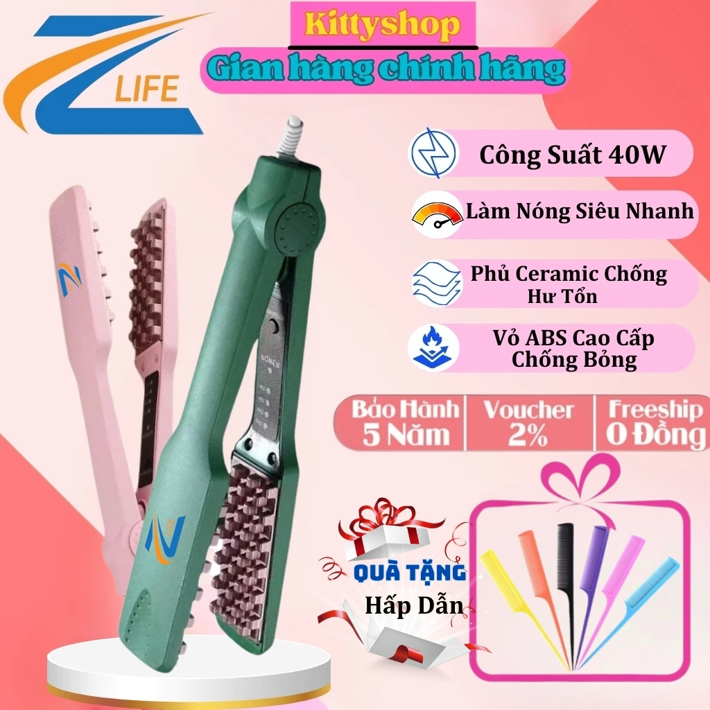 Máy Dập Xù Phồng Chân Tóc Bản Vuông Z359 Cao Cấp, Vỏ Kim Loại, 4 Mức Điều Chỉnh Nhiệt Độ