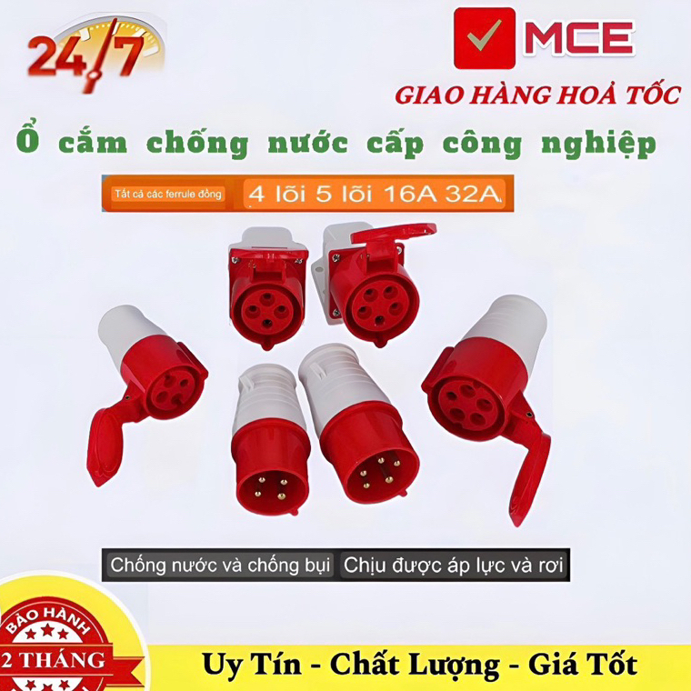 Phích Cắm ổ Cắm Công Nghiêp di động Cố Định Gắn Tường 3 Pha 16A --32A 3 chấu 4…