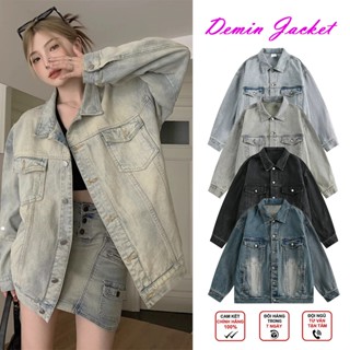 Áo Khoác Jean Nữ Chất Jean Demin Cao Cấp Đứng From Wash Màu Hot Trend Phong Cách Retro