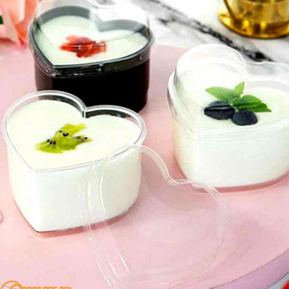 Set 10 Hộp nhựa tim hộp hình trái tim đựng bánh mousse rau câu cốc mica nhựa hình tim đựng mousse