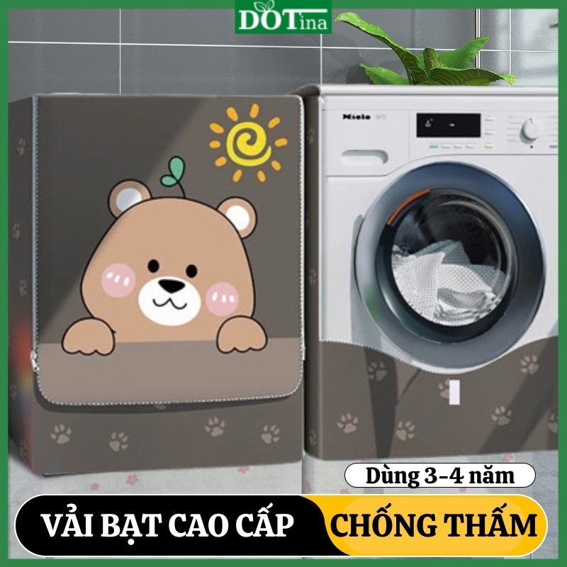 Bọc máy giặt cửa ngang áo trùm máy giặt vải bạt dày dặn chống nước chịu nhiệt mát máy Dotina FL01