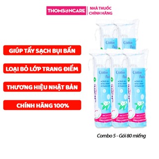Combo 5 gói bông tẩy trang Jomi loại 80 miếng - nhập khẩu từ Nhật Bản
