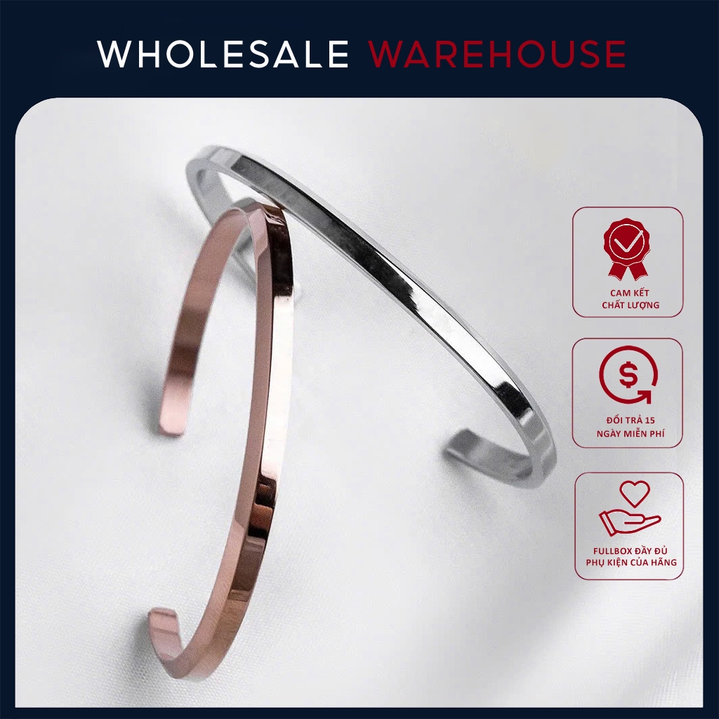 Lắc Tay Đôi Cuff DW Vòng Tay Đôi Cuff CK Vòng tay titan không gỉ Khắc Tên Theo Yêu Cầu