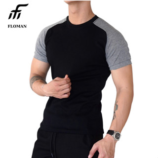 Áo thun nam body FLOMAN gân phối raplag nam màu lạ thoáng mát