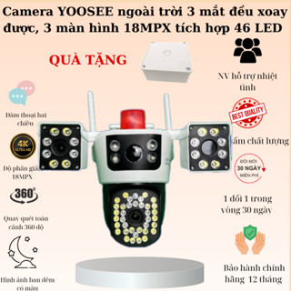 (Lỗi 1 đổi 1) Camera YOOSEE ngoài trời 4 mắt (xoay được 3 mắt) độ phân giải 18MP, 3 màn hình tích hợp 54 LED siêu nét
