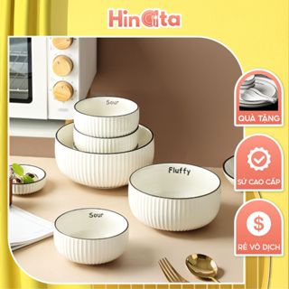 Bát chén đĩa ăn cơm gốm sứ vân sọc cao cấp phong cách Châu Âu HINATA bát ô tô canh, chén chấm âu cơm, tô sứ, BH 1-1