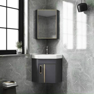 Tủ lavabo nhôm góc,Tủ chậu rửa mặt mini nhôm,tủ chậu lavabo gương mini thích hợp wc nhỏ hẹp
