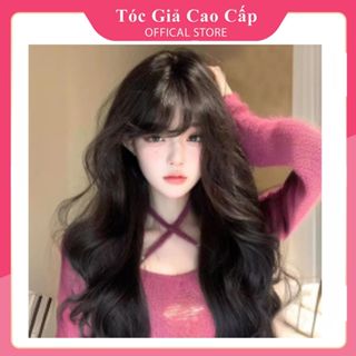 Tóc giả nguyên đầu xoăn màu xám khói đẹp từng centimet, mã 8136, tặng kèm lưới trùm tóc wig.