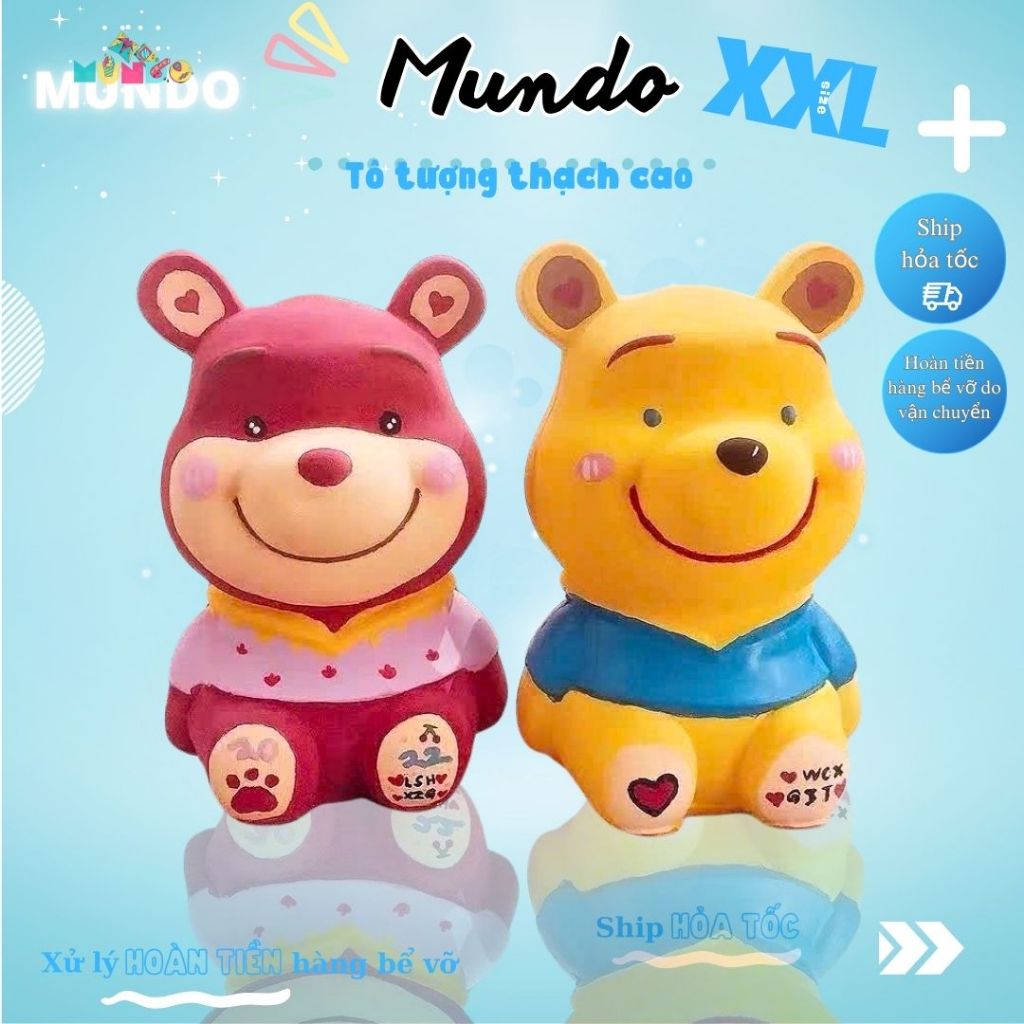 [MUNDO] Tô Tượng Thạch Cao Gấu Pooh Size XXL – Mẫu Tô Màu DIY Sáng Tạo, Chọn Mẫu Theo Bé