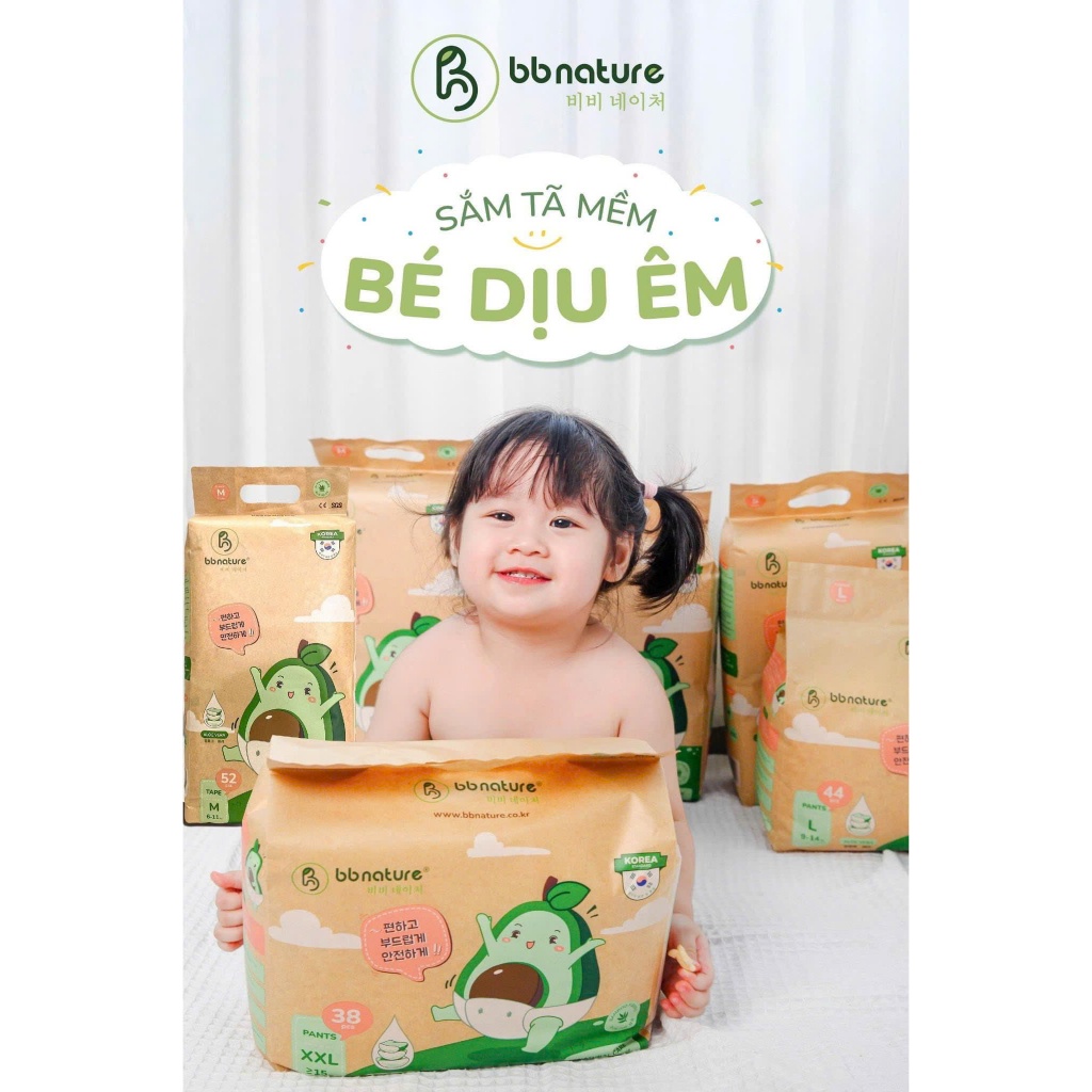[COMBO 4 BỊCH - GIÁ 3 BỊCH] Tã/Bỉm BB Nature Hàn Quốc cho bé đủ size S56/M52/M48/L44/Xl40/XXL38