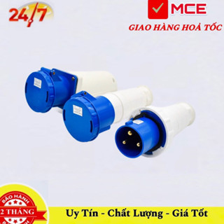Ổ Phích cắm công nghiệp 63A 1 pha 3 chấu nắp xoay chống nước di động và cố định, Bộ ổ phích 1 pha 3 chân tiêu chuẩn IP67