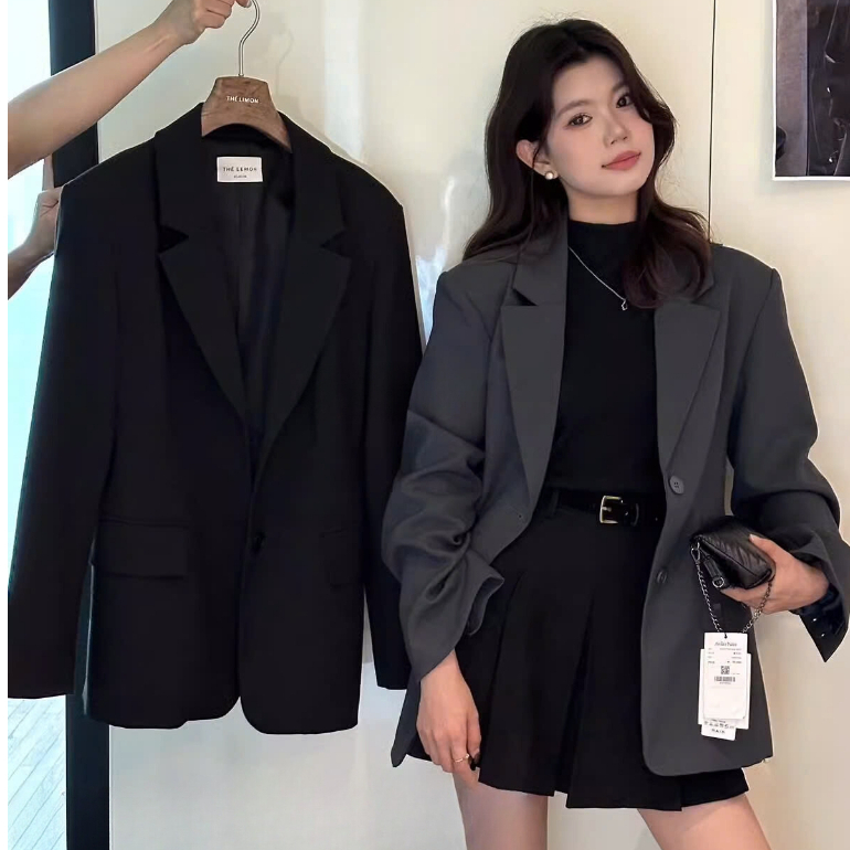 Áo Khoác Blazer Hai Lớp Tay Dài Cài Cúc Cổ Vest Chất Tuyết Mưa Thời Trang Sugal AO KHOAC NU 025V3