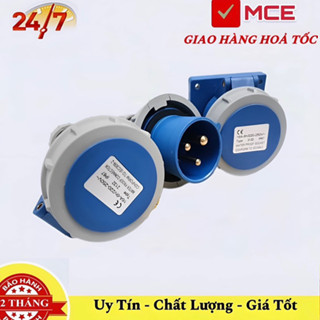 Combo 10 phích Ổ cắm di động cố định công nghiệp gắn tường 1 pha 3 chấu 16A IP67