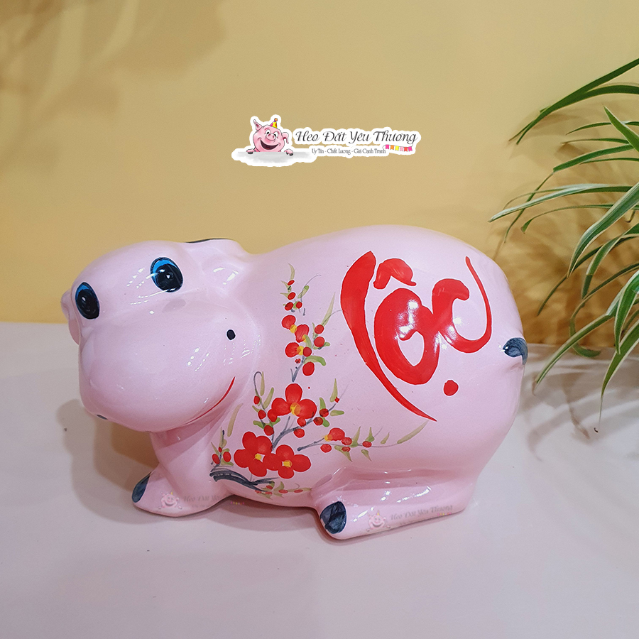 Ống tiết kiệm trâu đất ngộ nghĩnh gốm sứ size 1 lợn đất, trang trí nhà cửa, quà lưu niệm đồ chơi cho bé