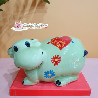Ống tiết kiệm trâu đất ngộ nghĩnh gốm sứ size 1 lợn đất, trang trí nhà cửa, quà lưu niệm đồ chơi cho bé