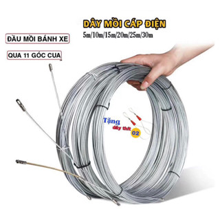 Dây Mồi Luồn Dây Điện Cáp Thép Dày 3.0mm Có bánh xe (Tặng kèm 2 dây thít nối)