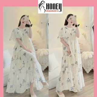 Đầm Bầu Mùa Hè Dự Tiệc Váy Bầu Voan Dáng Dài Cao Cấp Sang Chảnh Phong Cách Tiểu Thư Vintage HD2981 Honey Mommy