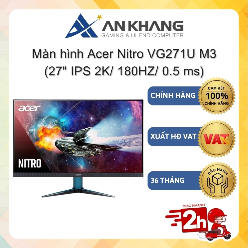 Màn hình Acer Nitro VG271U M3 Màn Hình Gaming 27 inch IPS 2K, 180HZ, 95% DCI-P3 Chính hãng Bảo hành 