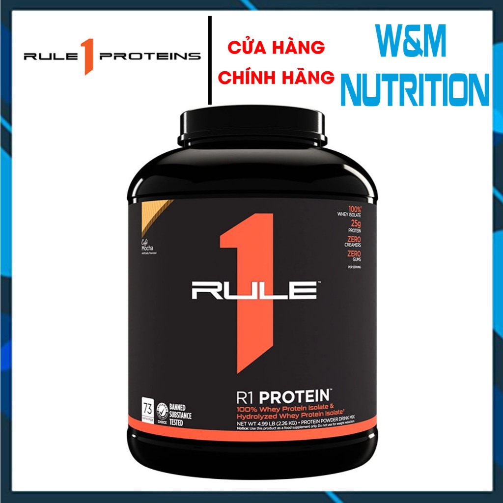 (Tặng bình) SỮA TĂNG CƠ RULE 1 PROTEIN 5LBS - Whey Protein ISOLATE & HYDROLYZED WHEY