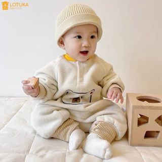 Bodysuit Gấu Thêu Lông Cừu Mịn 2 Mặt Ấm Áp Cho Bé, Body Thu Đông LOTUKA Cho Bé Trai Bé Gái, Quần Áo Trẻ Em 3-12kg