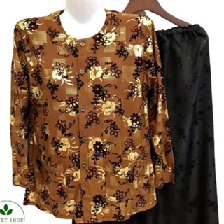 Bộ Đồ Bà Già Áo Bà Ba CAMAVINGA Áo Ép Nhung Quần SaTanh