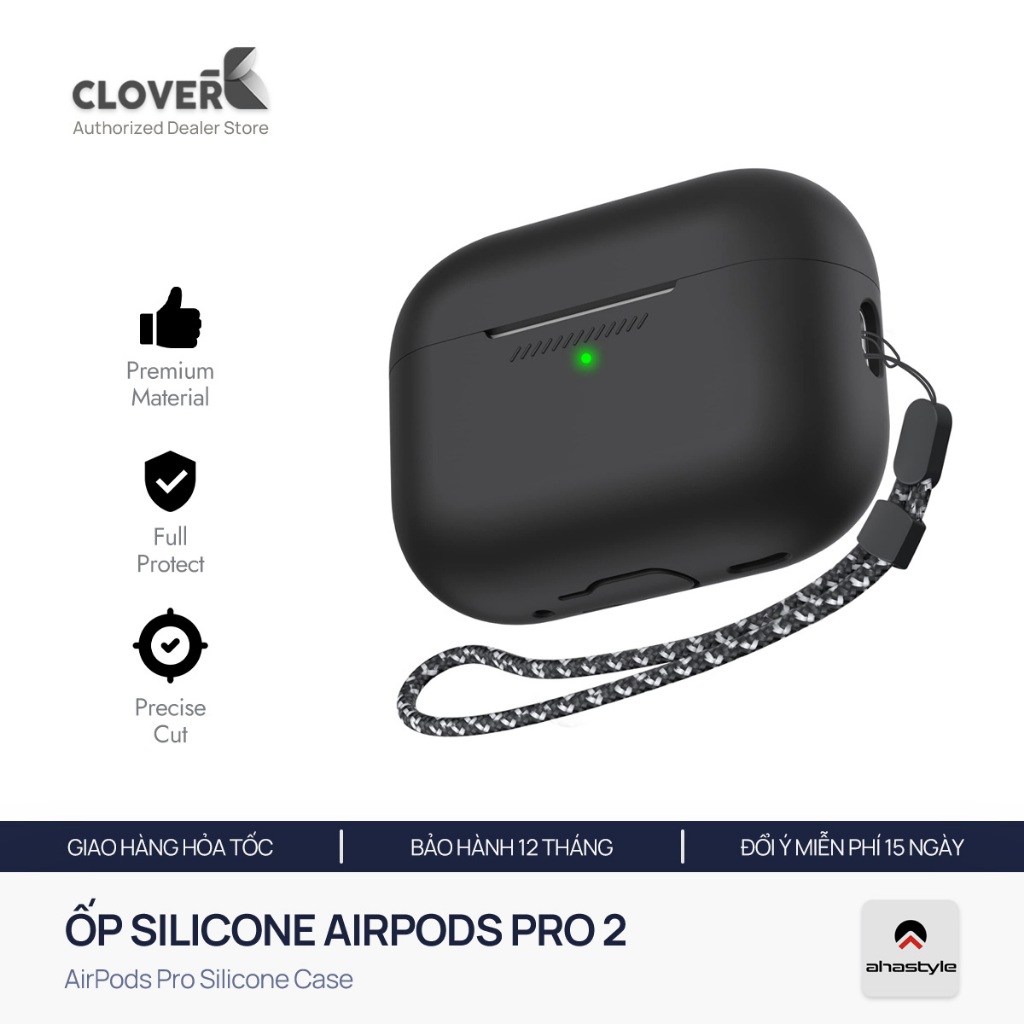 Ốp Case Ahastyle - Silicone Chống Sốc/Có Dây - Dành cho AirPods Pro 3/2/4/3 - CloverB