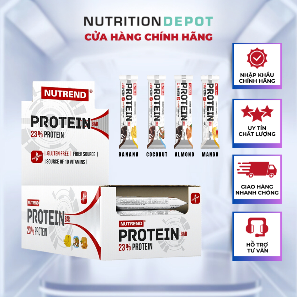 Thanh dinh dưỡng Protein Bar Nutrend bổ sung protein (Hộp 24 thanh x 55g) - Nutrition Depot Vietnam