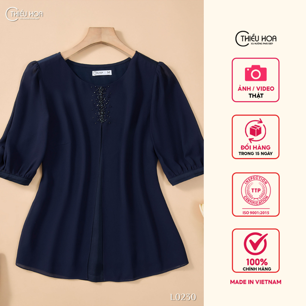 Áo trung niên thiết kế thanh lịch sang trọng chất liệu Chiffon cao cấp nhẹ mỏng thương hiệu Thiều Hoa AN4L0230