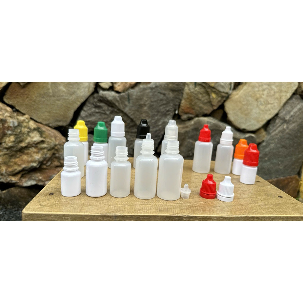 10 Chai nhựa thân mềm 5ml 10ml 15ml 20ml đựng mực săm, juice, tinh dầu màu ( sử dụng nút to)