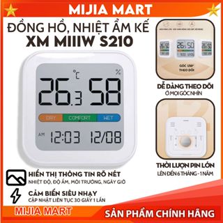 Nhiệt ẩm kế XM MIIIW S210, đồng hồ thông minh màn hình lớn rõ nét, hiển thị 5 loại thông tin, cảm biến siêu nhạy