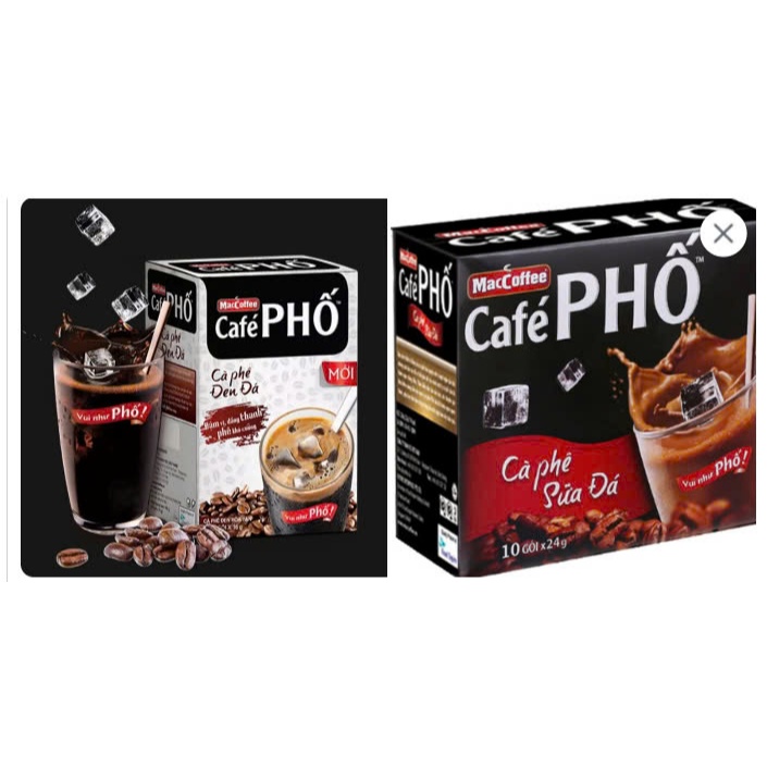 Cà phê đen đá/sữa đá MacCoffee Café Phố 240g và 160g