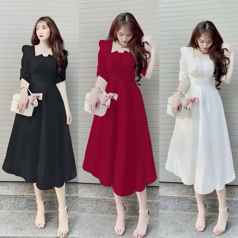 [Đầm bigsize nữ 50kg-90kg] Đầm dài đi tiệc sang chảnh màu đỏ, trắng, đen, nhiều mẫu mặc tết, chơi noel, chụp hình